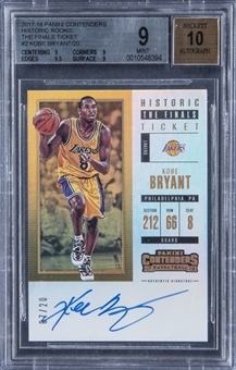 2017-18 Panini Contenders Historic Rookie "The Finals Ticket" #2 Kobe Bryant Signed Card (#07/20) - BGS MINT 9/BGS 10
